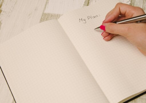 Woman writing her plan