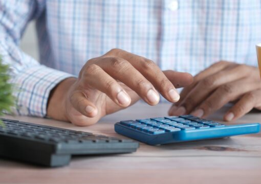 person doing calculations
